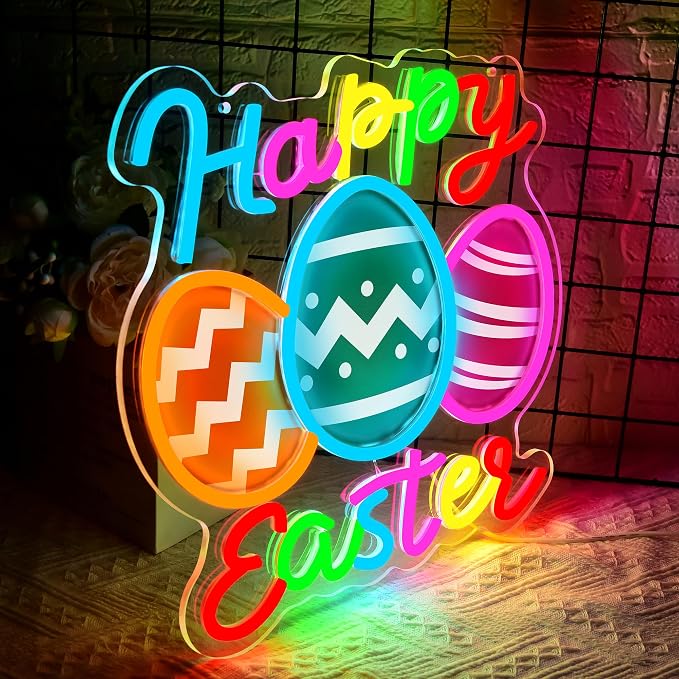 Easter Egg Neon Signs for Wall Decor Dimmable Easter Egg Neon Light Sign - Image 2