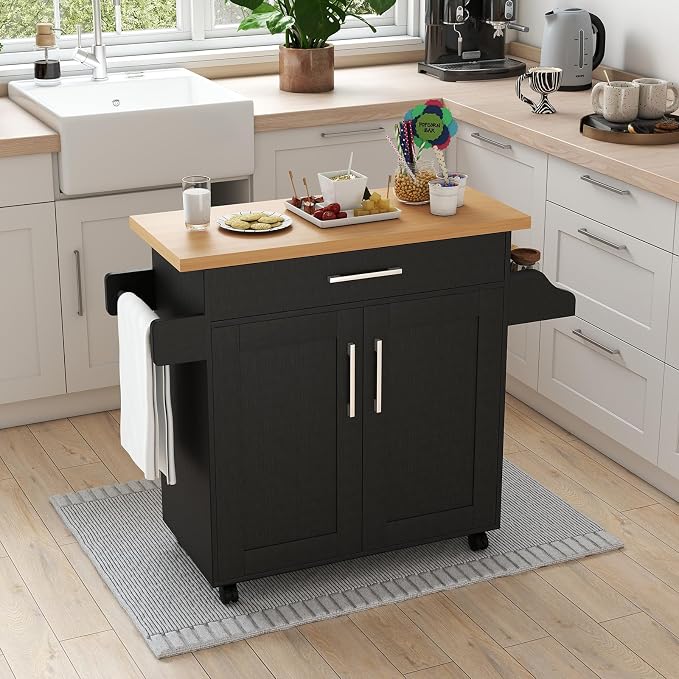 LOKO Kitchen Island Cart with Wheels, Rolling Kitchen Storage Cabinet with - Image 2