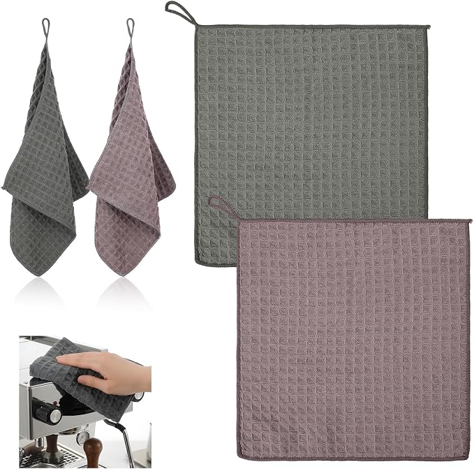 2Pcs 12''x12'' Barista Towels Waffle Microfiber Towel Espresso Machine Cloth by Unknown