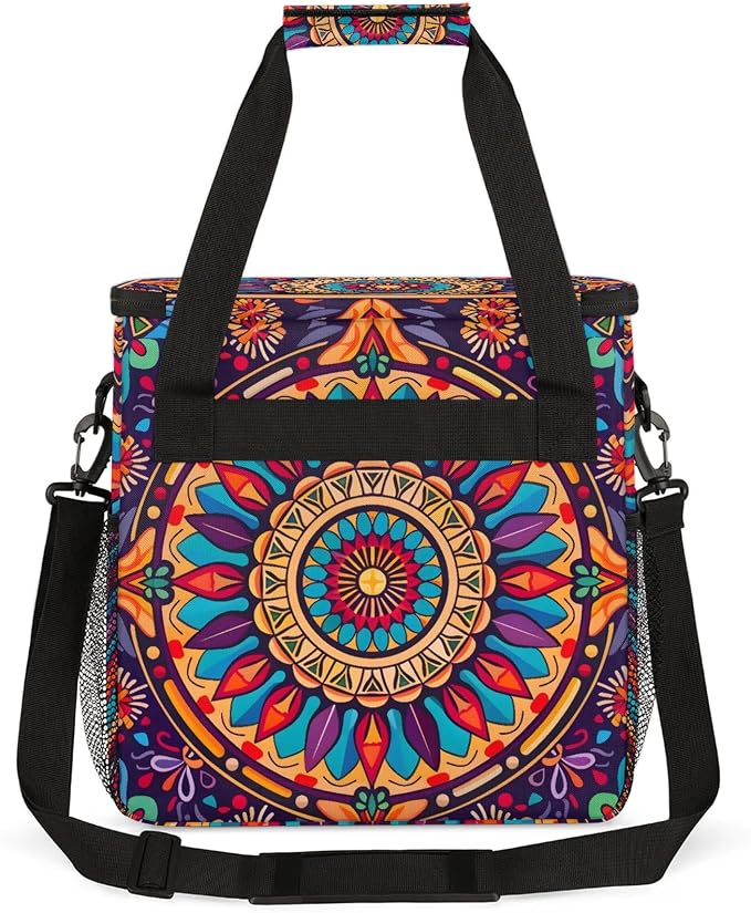 Boho Mandala Flowers Bohemian Coffee Maker Carring Bag, Large Insulated Storage - Image 5