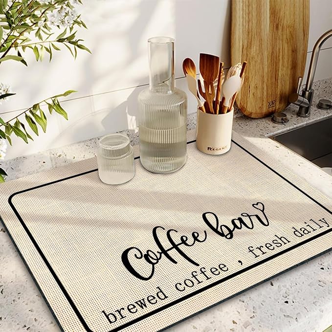 Coffee Bar Mat Rubber Dish Drying Mat - Image 2