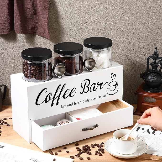 3 Pcs Coffee Bar Containers Set Include Coffee Sugar Container - Image 5