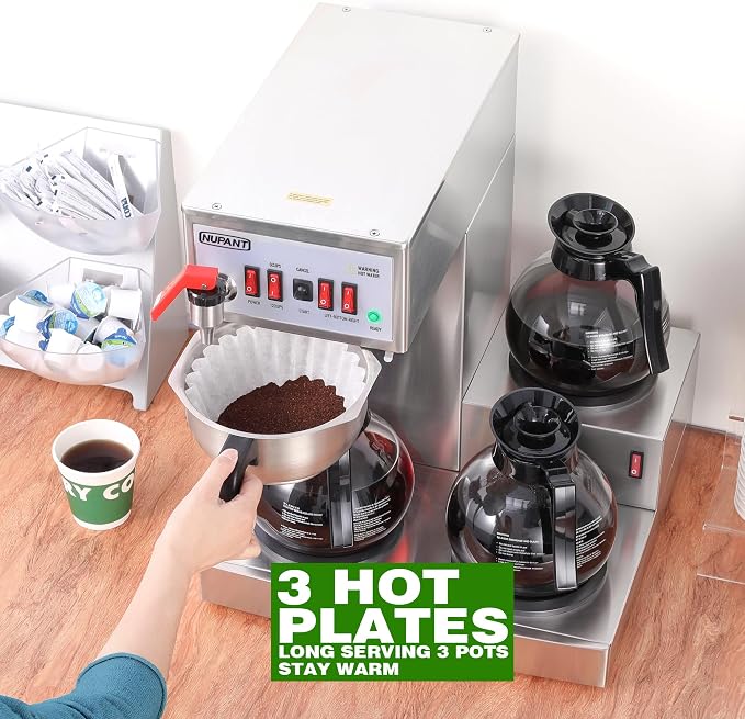 NUPANT 12 Cup Commercial Coffee Maker, Auto Filling Drip Coffee Maker Machine - Image 5