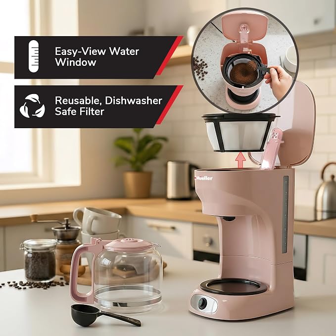 MUELLER HOME 12-Cup Pink Coffee Maker - Image 5