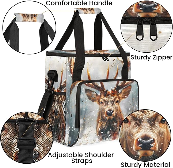 Deer Moose Coffee Maker Carring Bag, Large Insulated Storage Organizer Case - Image 6
