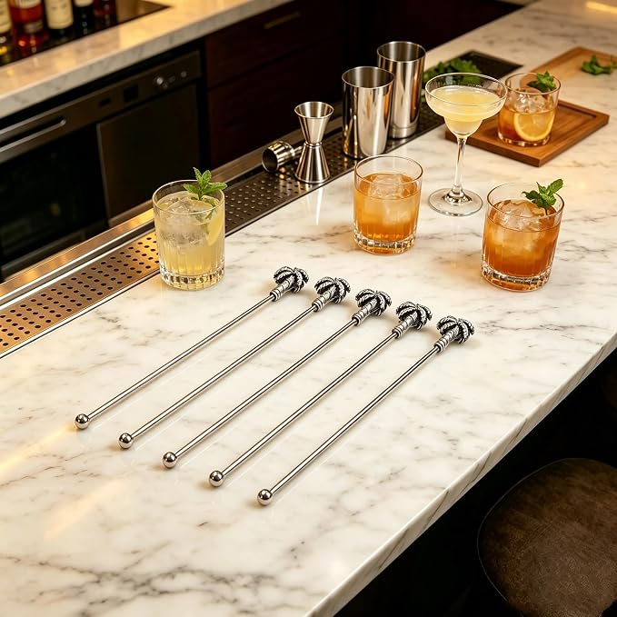 Homestia 6 Pack 7.5" Stainless Steel Coffee Stirrers, Reusable Swizzle Sticks - Image 2