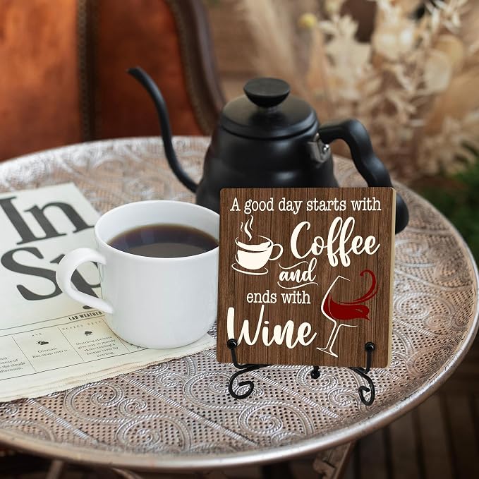 Coffee And Wine Desk Decor Sign, Rustic Wooden Sign - Image 5
