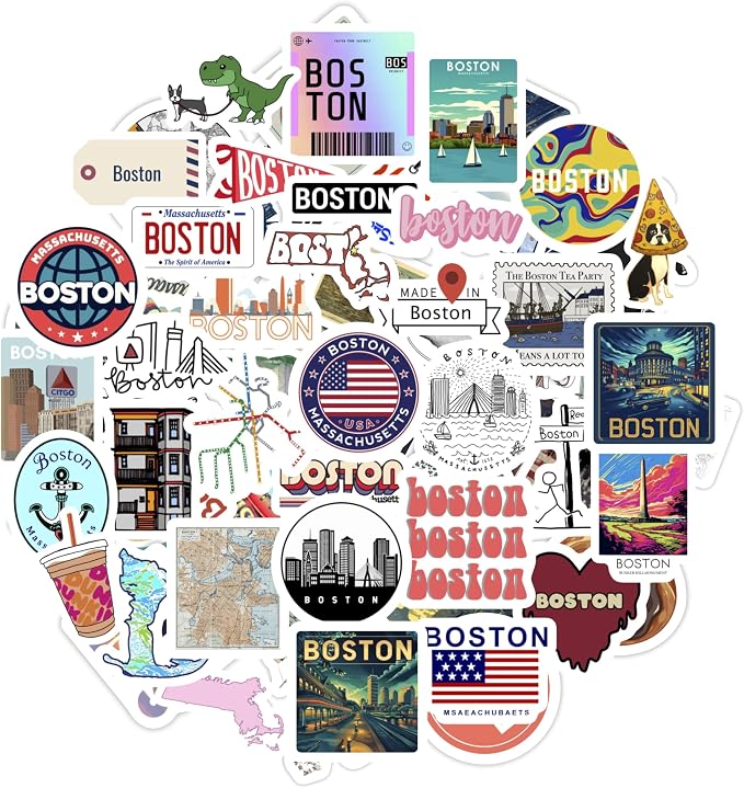 100Pcs Boston Sticker for Water Bottle and Laptop by BulbaCraft