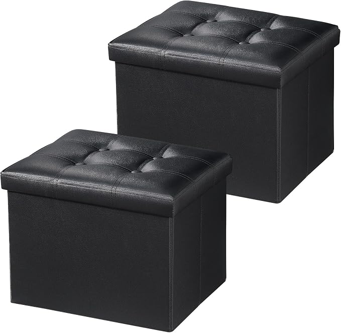Bsketa 2PC Storage Ottoman, Folding Foot Stool by Bsketa