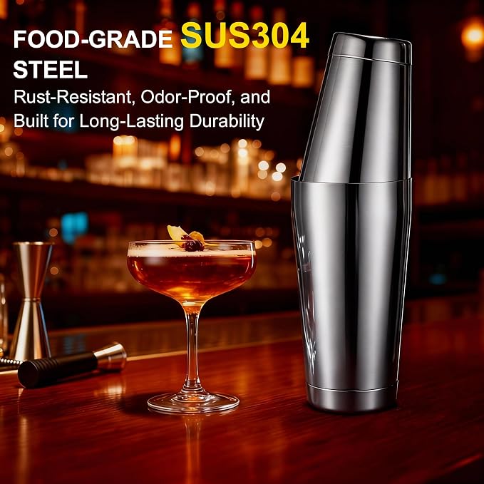 Boston Shaker Set, 18oz & 28oz 2-Piece Tins, Professional 304 Stainless Steel - Image 2