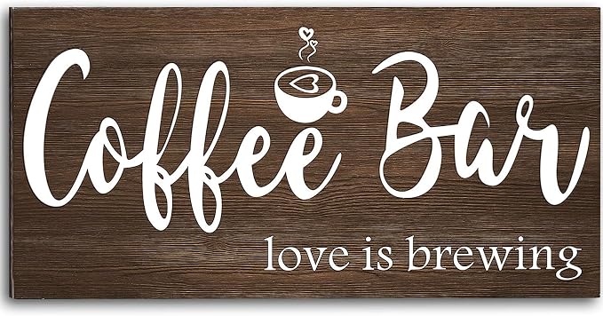 Jetec Coffee Bar Sign Wall Decor Rustic Wood Coffee Station Decor Farmhouse by Jetec