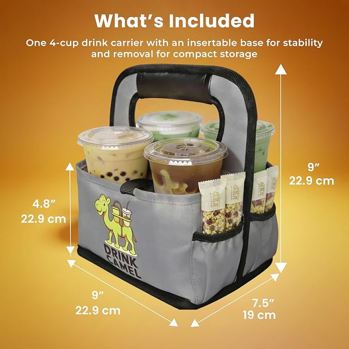 Reusable Drink Carrier with Handle, Foldable 4 Cup Drink Holder Carrier - Image 8