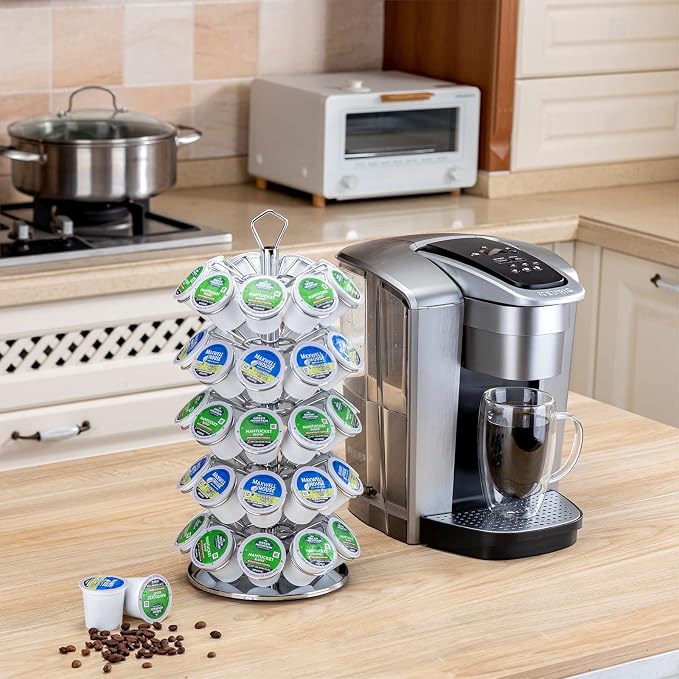 K cup Holder Storage Coffee Capsules Pod Holder Carousel 5 Tier Compatible - Image 3
