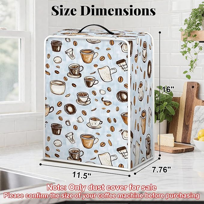 BVBOX Coffee Maker Cover, Durable Dustproof Lightweight Polyester Cotton Blend - Image 2