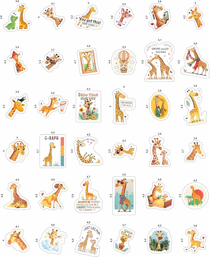 100Pcs Giraffe Stickers, Giraffe Party Decorations, Favors — Cute Animal Decals - Image 4