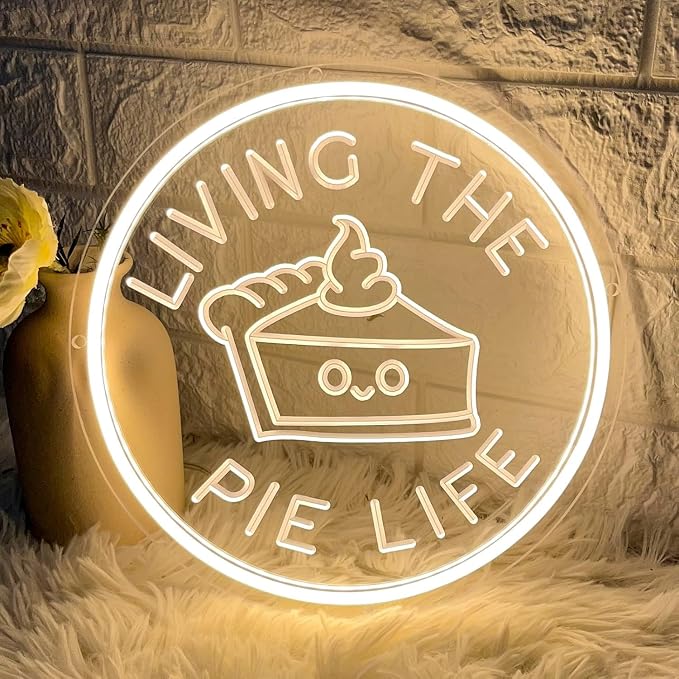 Living The Pie Life Neon Sign for Wall Decor Dimmable LED Neon Light Pie Cake by Letourlivesbefullofloveandcolor
