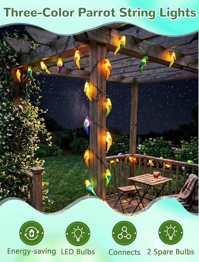 8.5FT Parrot String Lights, Plug in Parrot Fairy LED Lights - Image 4