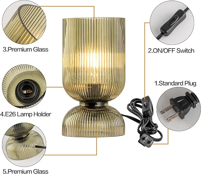 Modern Table Lamp, Glass Mid Century Lamp - Image 8