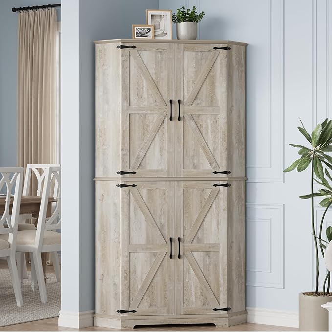 IRONCK Corner Cabinet, 6-Tier Farmhouse Pantry by IRONCK