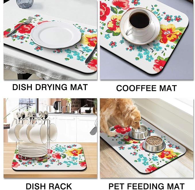 Coffee Bar Mat Accessories for Countertop Absorbent Hide Stain Rubber Backed - Image 2