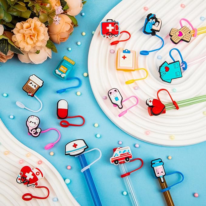 24 Pcs Nurse Straw Toppers, 9-10mm Silicone Nursing Straw Covers - Image 3
