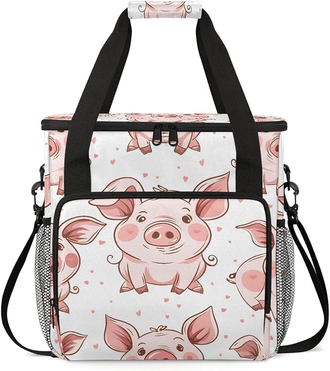 Cute Animal Pig Coffee Maker Carring Bag, Large Insulated Storage Organizer by Home