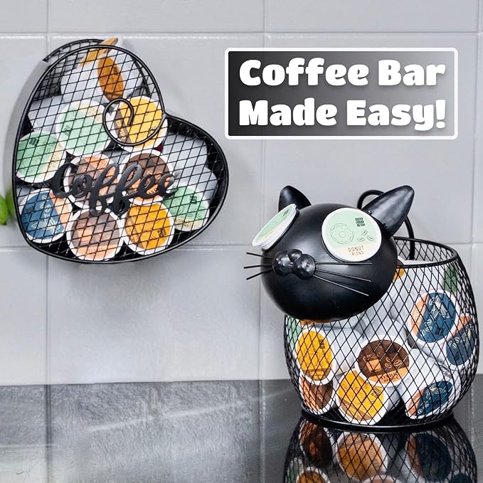 Made Easy Kit Cat Coffee Pod Holder Basket – Metal K-Cup Organizer - Image 5