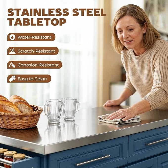 HOMCOM Rolling Kitchen Island Cart - Image 3