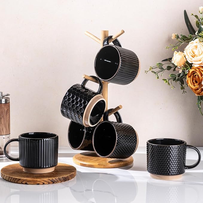 GBhome 12OZ Stackable Coffee Mugs Set of 6, Ceramic Coffee Mugs - Image 8