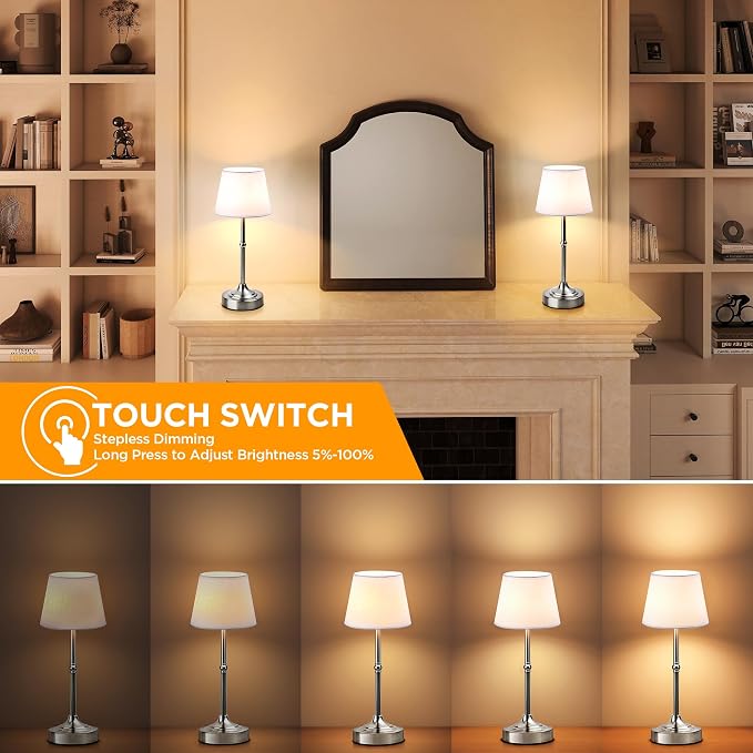 LUTEC 2 Pack Cordless Table Lamp, Battery Operated Lamp - Image 3