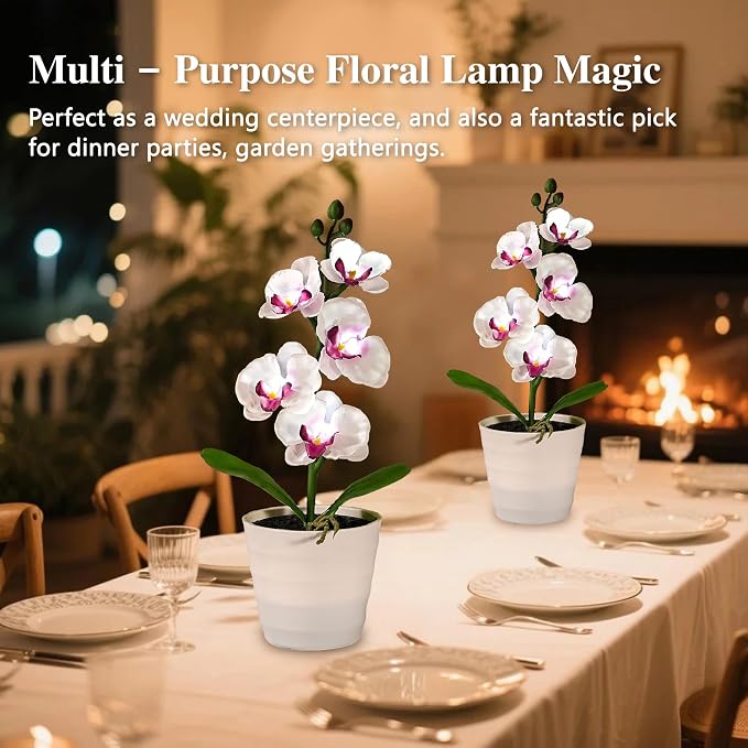 Artificial White Phalaenopsis Orchid Flower Lamp, Flower Night Light - Image 9