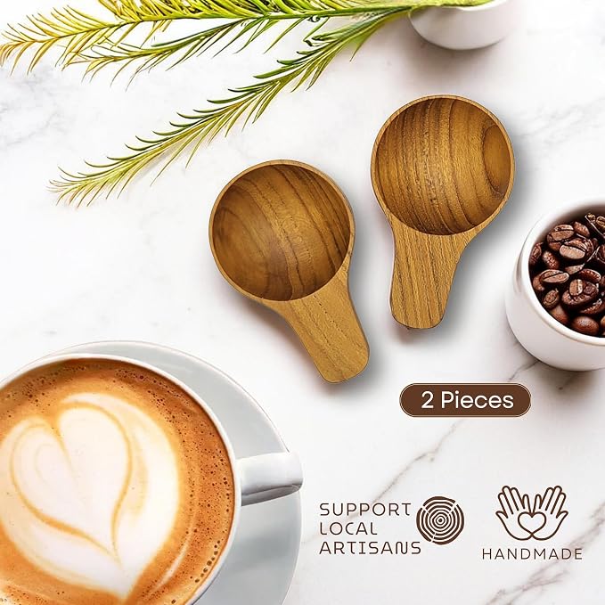 2 Pieces Small Wooden Spoon, Short Handle Teak Wood Scoops - Image 8