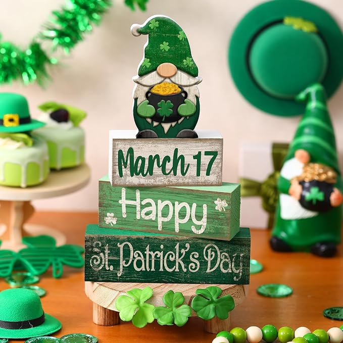 Lineshading 4 Pcs St Patricks Day Table Decoration Wooden St Patrick's Day - Image 2