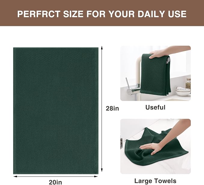 Homaxy 100% Cotton Oversized Waffle Weave Kitchen Dish Towels, Ultra Soft - Image 3