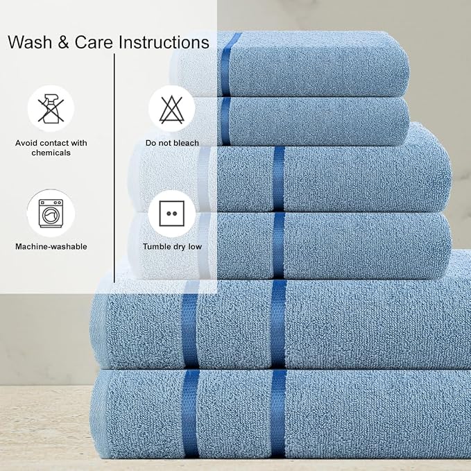 CASA COPENHAGEN Eternal 6Pcs 100% Egyptian Cotton Large Designer Towels Gift - Image 3