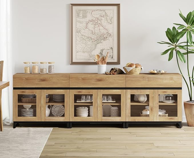 WAMPAT Sideboard Buffet Cabinets, Modern Credenza Sideboard by WAMPAT
