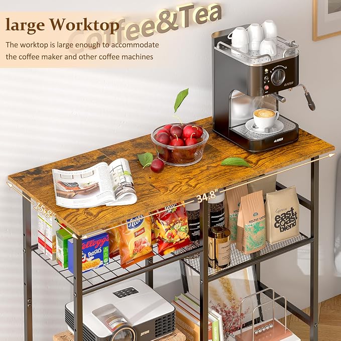 ThreeHio Rolling Kitchen Microwave Cart, 3-Tier Microwave Stand - Image 7