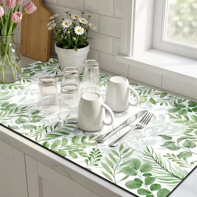 LOKHOM Dish Drying Mat for Kitchen Counter, Drain Rack Mat for Counter Coffee - Image 9