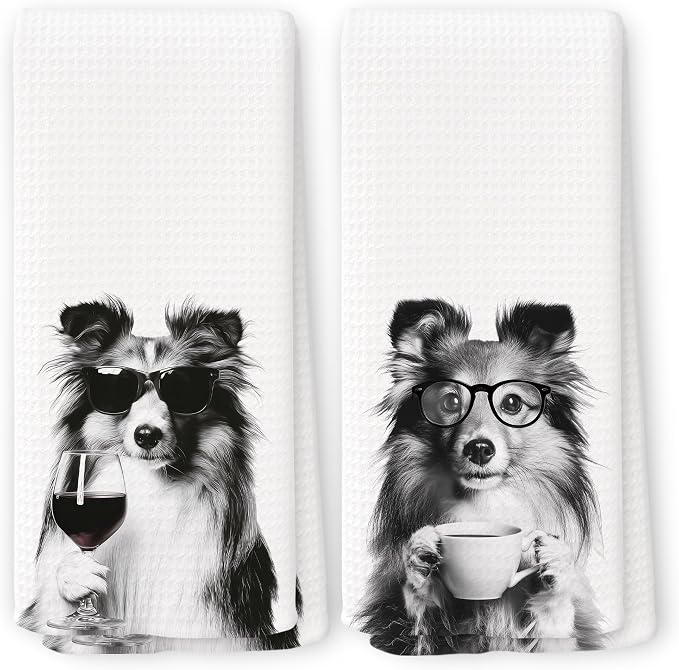 Funny Chef Shetland Sheepdog Kitchen Towels Set of 2, Shetland Sheepdog Dog by Unknown