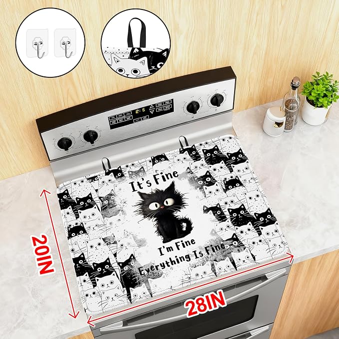 Black Cat Stove Top Cover for Electric Stove 28"x20" - Image 2