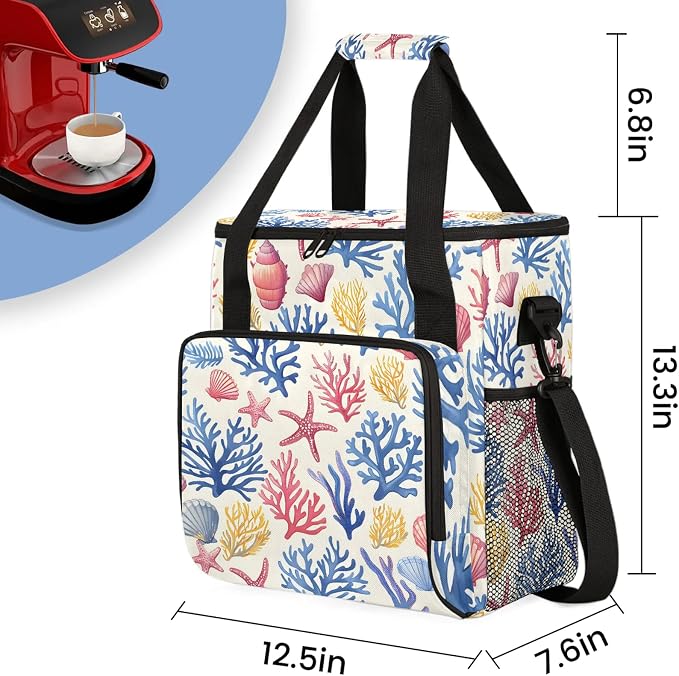 Coastal Starfish Seashell Coffee Maker Carring Bag, Large Insulated Storage - Image 2