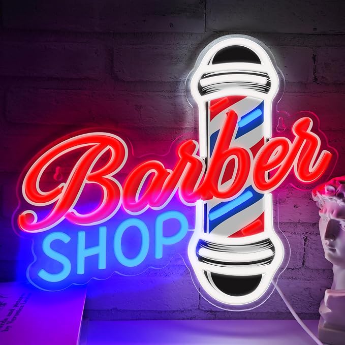 Barber Shop Neon Sign for Wall Decor, LED Hair Salon Light Sign for Hair Beauty by JIARODEYLEDNEONSIGN