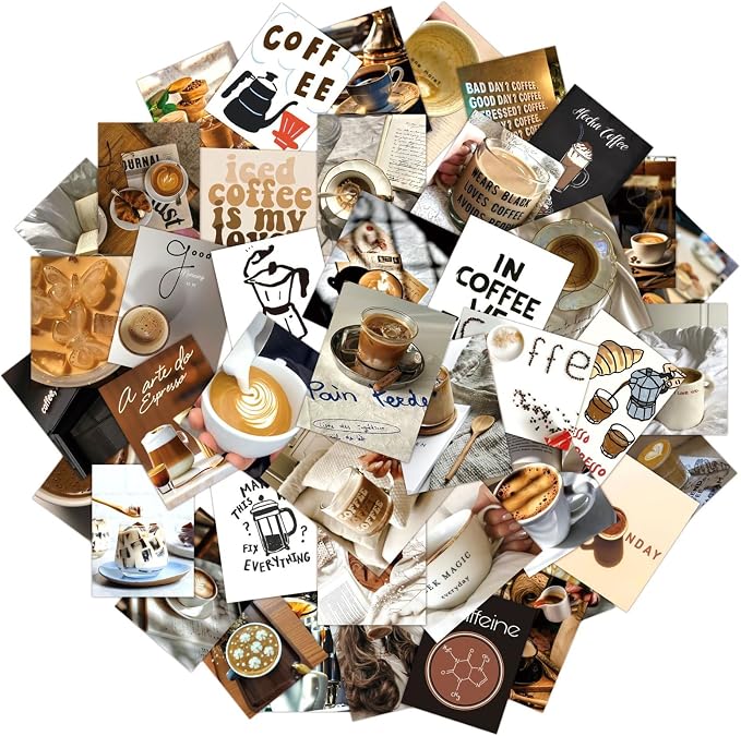 50 PCS Coffee Poster Stickers for Scrapbooking Journaling Junk Journal - Image 7