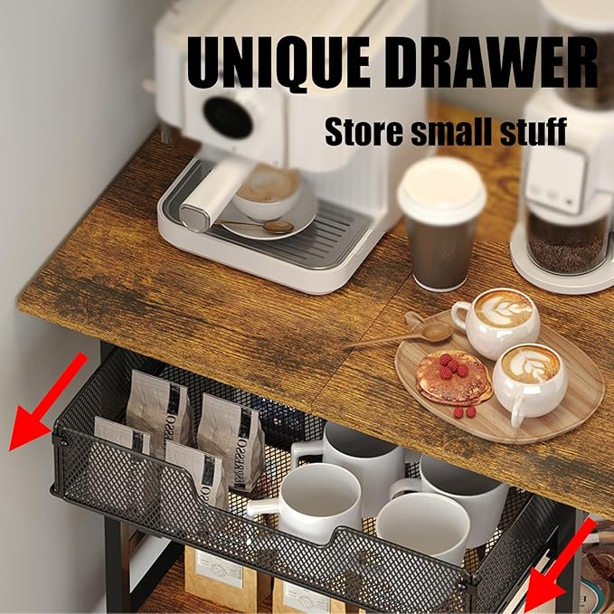 3 Tier Slim Rolling Coffee Cart - Image 4