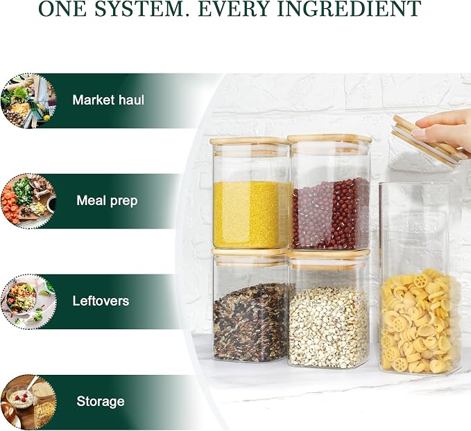 LIBWYS 12-Pack Square Glass Storage Jars - Image 7