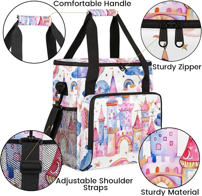 Unicorn Castle Rainbow Coffee Maker Carring Bag, Large Insulated Storage - Image 6