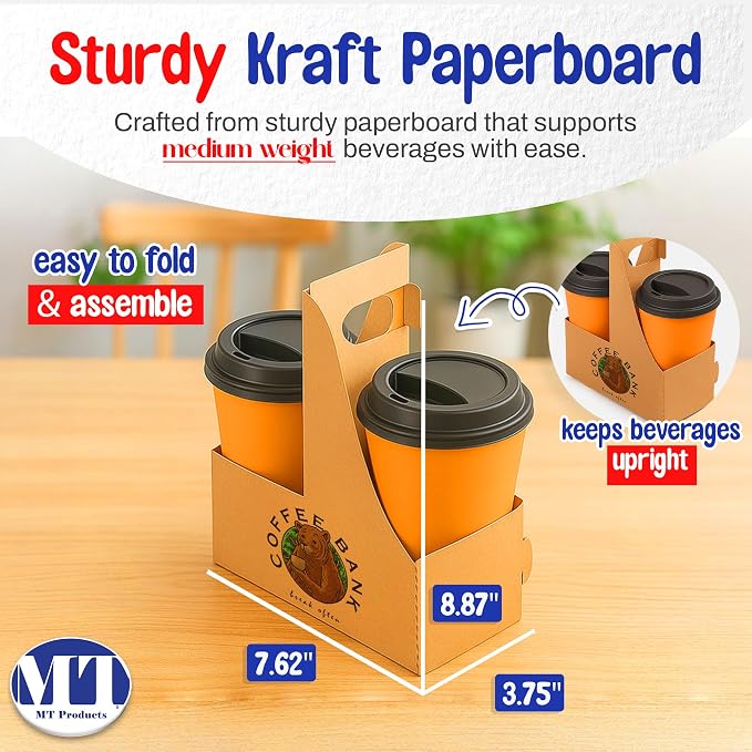 MT Products 2 Cup Drink Carrier 7.62" x 3.75" x 8.87" - Image 2