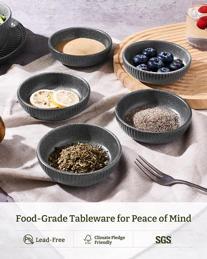 famiware Starlight Soy Sauce Dish Ceramic Dipping Bowls Set of 6, 3 oz - Image 2