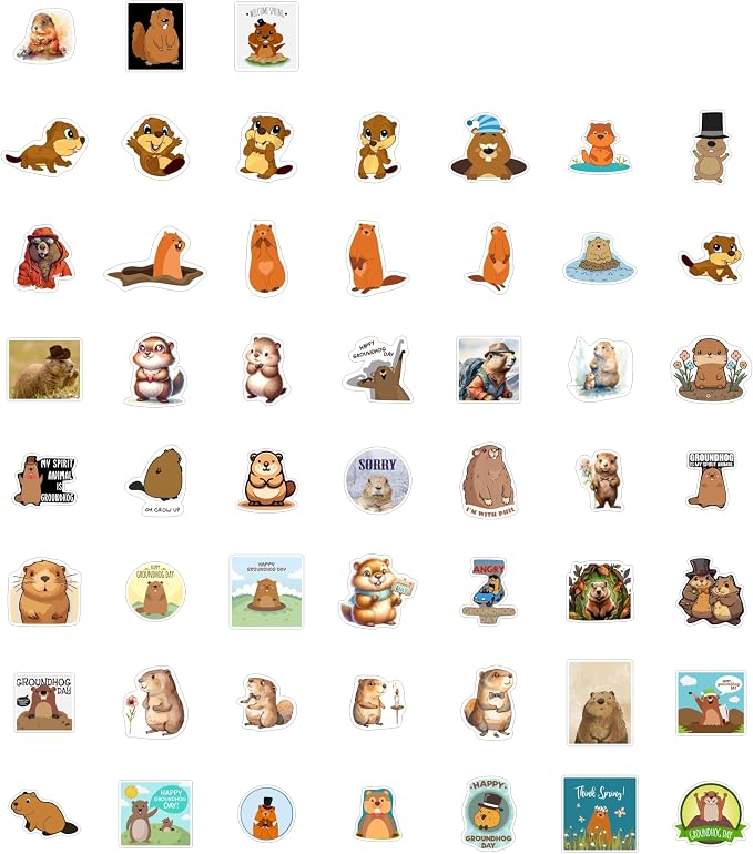 100Pcs Groundhog Stickers for Water Bottle and Laptop - Image 3