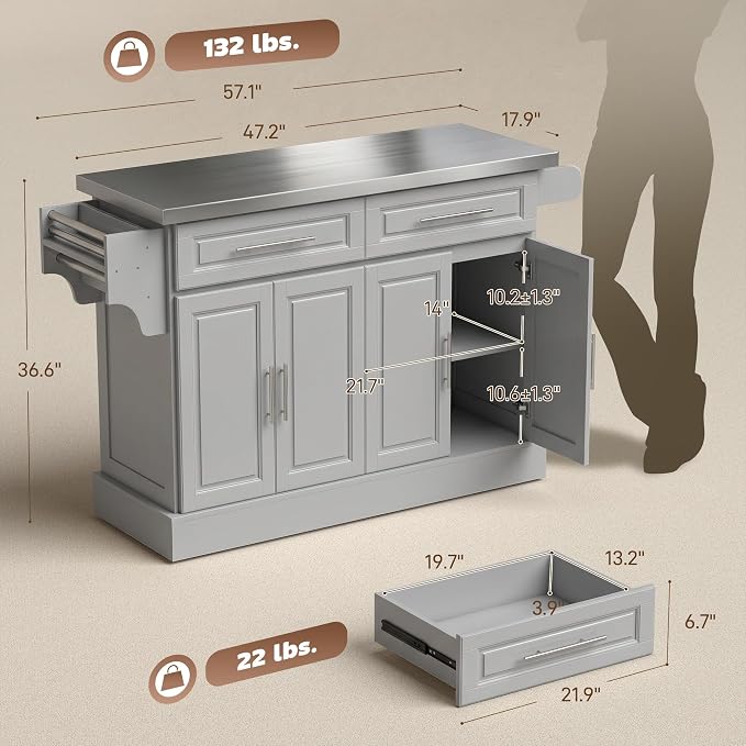 HOMCOM Rolling Kitchen Island Cart - Image 7